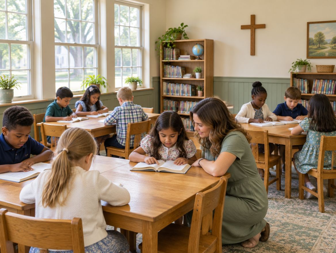 A small classroom at a San Antonio church school