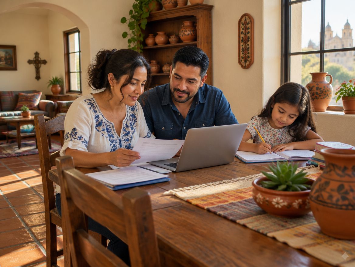 San Antonio parents going over school costs at the kitchen table